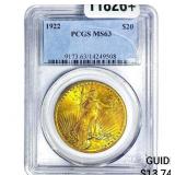 1922 $20 Gold Double Eagle PCGS MS63