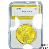 1808 $20 Gold Double Eagle PGA MS64