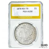 1878 Rev 79 Morgan Silver Dollar PGA AU58