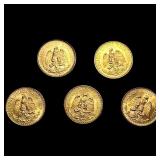 5 1945 2 Pesos Gold