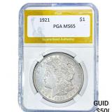 1921 Morgan Silver Dollar PGA MS65