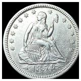 1854 Arrows Seated Liberty Quarter CLOSELY  UNCIR