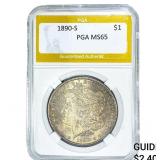 1890-S Morgan Silver Dollar PGA MS65