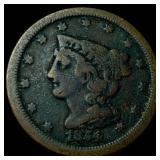 1854 Braided Hair Half Cent LIGHTLY  CIRCULATED