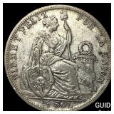 1908 Peru Silver 1/2 Sol