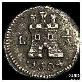 1804 Peru Silver 1/4 Real