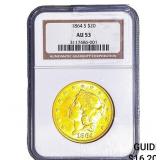 1864-S $20 Gold Double Eagle NGC AU53