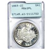 1883-CC Morgan Silver Dollar PCGS MS62 PL