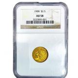 1908 $2.50 Gold Quarter Eagle NGC AU58