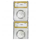 [2 Coins] 1940-1941 Walking Liberty Half Dollar PG