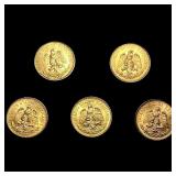 5 1945 2 Pesos Gold