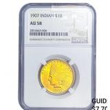 1907 $10 Gold Eagle NGC AU58