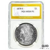 1878-S Morgan Silver Dollar PGA MS64 PL