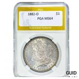 1882-O Morgan Silver Dollar PGA MS64