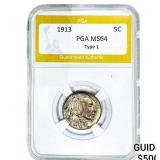 1913 Buffalo Nickel PGA MS64