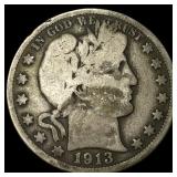 1913 Silver Barber Half Dollar NICELY  CIRCULATED
