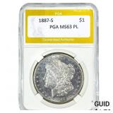 1887-S Morgan Silver Dollar PGA MS63 PL