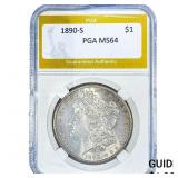 1890-S Morgan Silver Dollar PGA MS64
