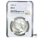 1928 Silver Peace Dollar NGC MS61