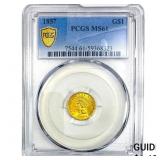1857 Rare Gold Dollar PCGS MS61