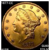 1877-CC $20 Gold Double Eagle CHOICE AU