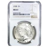 1928 Silver Peace Dollar NGC MS61