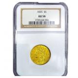 1835 $5 Gold Half Eagle NGC AU58