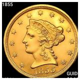 1855 $2.50 Gold Quarter Eagle UNCIRCULATED