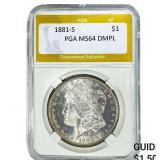 1881-S Morgan Silver Dollar PGA MS64 DMPL