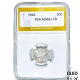 1916 Mercury Silver Dime PGA MS65+ FB