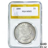 1890 Morgan Silver Dollar PGA MS65