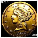 1873-S $5 Gold Half Eagle CHOICE AU