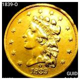 1839-O $2.50 Gold Quarter Eagle CLOSELY UNC
