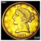 1861 $5 Gold Half Eagle UNCIRCULATED
