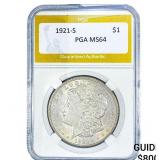 1921-S Morgan Silver Dollar PGA MS64