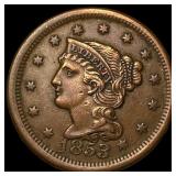 1853 Braided Hair Large Cent CLOSELY  UNCIRCULATE