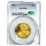 1901 $10 Gold Eagle CAC MS65