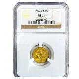 1925-D $2.50 Gold Quarter Eagle NGC MS61