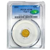 1854 Rare Gold Dollar PCGS AU58