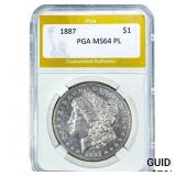 1887 Morgan Silver Dollar PGA MS64 PL