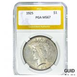 1925 Silver Peace Dollar PGA MS67