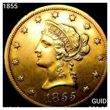1855 $10 Gold Eagle UNCIRCULATED
