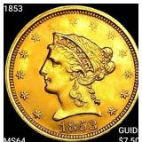 1853 $2.50 Gold Quarter Eagle CHOICE BU