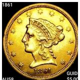 1861 $2.50 Gold Quarter Eagle CHOICE AU