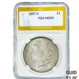 1897-S Morgan Silver Dollar PGA MS64
