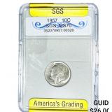 1957 Roosevelt Dime SGS MS70