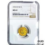 1914-D $2.50 Gold Quarter Eagle NGC MS61
