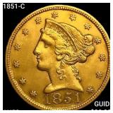 1851-C $5 Gold Half Eagle CHOICE AU