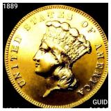 1889 $3 Gold Piece UNCIRCULATED +