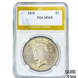 1924 Silver Peace Dollar PGA MS64